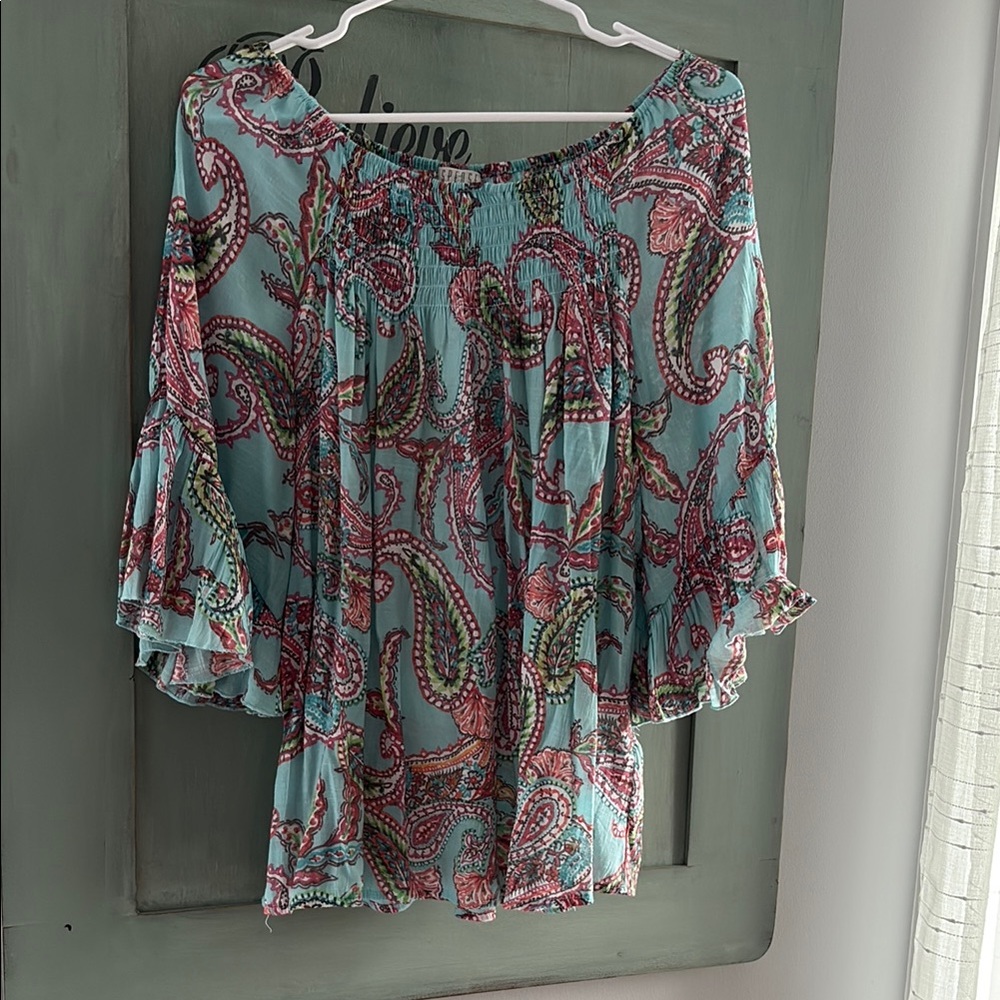 Floral Paisley Off-Shoulder Top